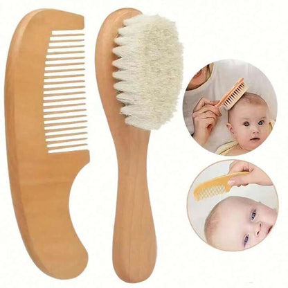 Gentle Baby Hair Brush Set with Wooden Comb