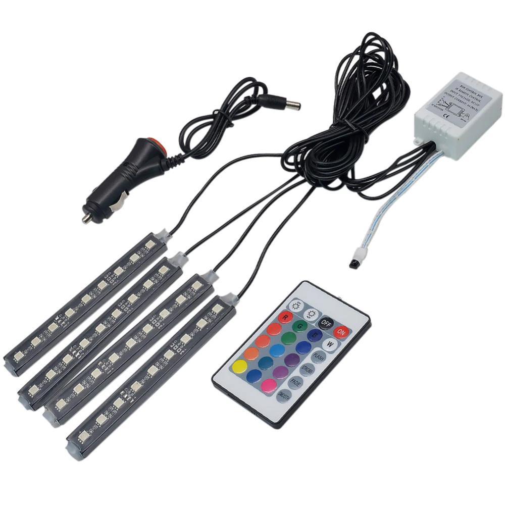 Colorful Car LED Strip Lights with Remote and Voice Control