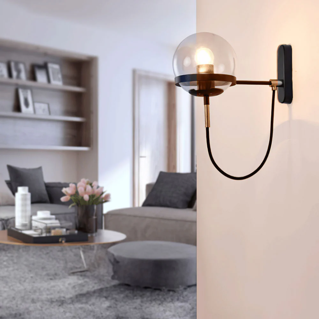 Elegant Clear Glass Wall Light - Fesara