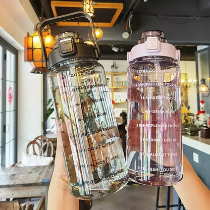 Insulated 2L Sports Water Bottle with Straw and Measurements