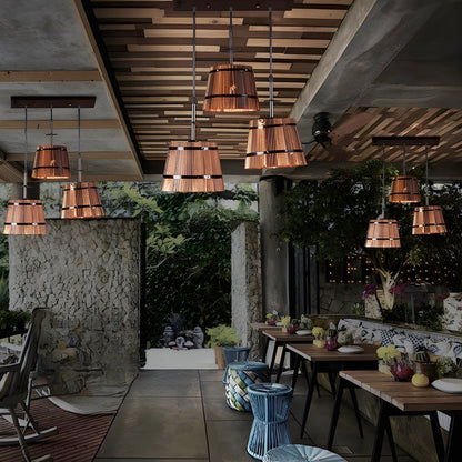Rustic Wood Pendant Light for Home Bar Decor