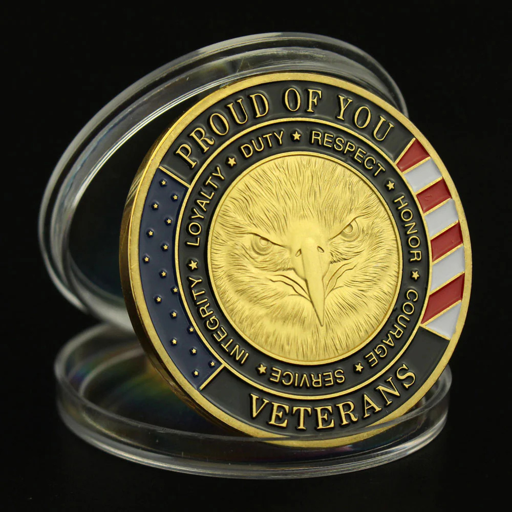 Patriotic Gold Silver Challenge Coin Set Military Gift