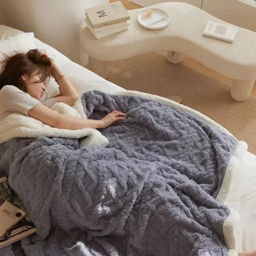 Plush Warm Wool Throw Blanket
