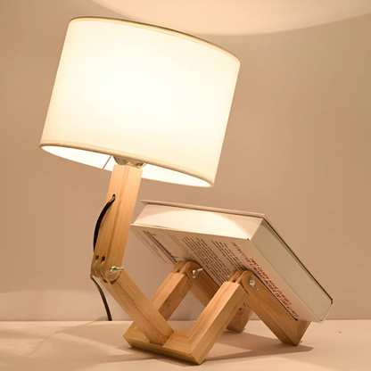 Stylish Wooden Desk Lamp With Linen Shade
