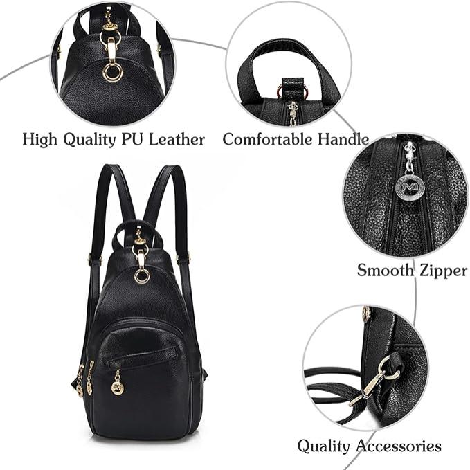 Waterproof Women's PU Leather Cross Body Sling Backpack