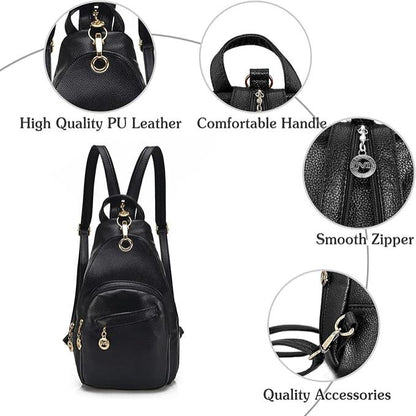 Waterproof Women's PU Leather Cross Body Sling Backpack
