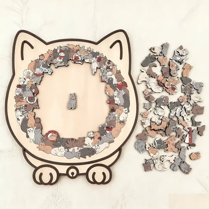 Charming Wooden Kitty Jigsaw Puzzle Set
