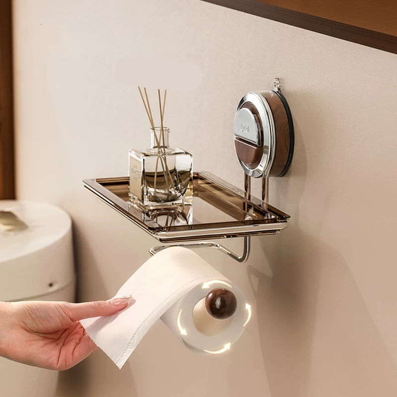 Easy Install Suction Toilet Paper Holder – Stainless Steel