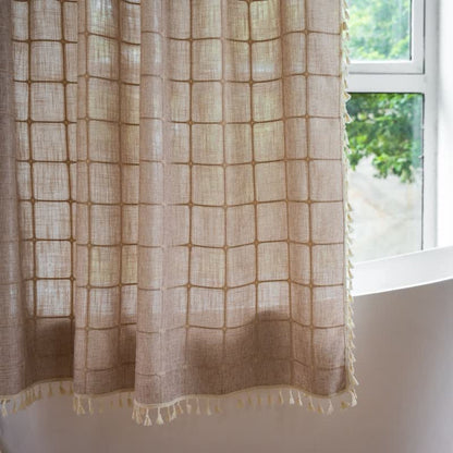 Colorful Stripe Shower Curtain with Tassels Waterproof Bath Decor