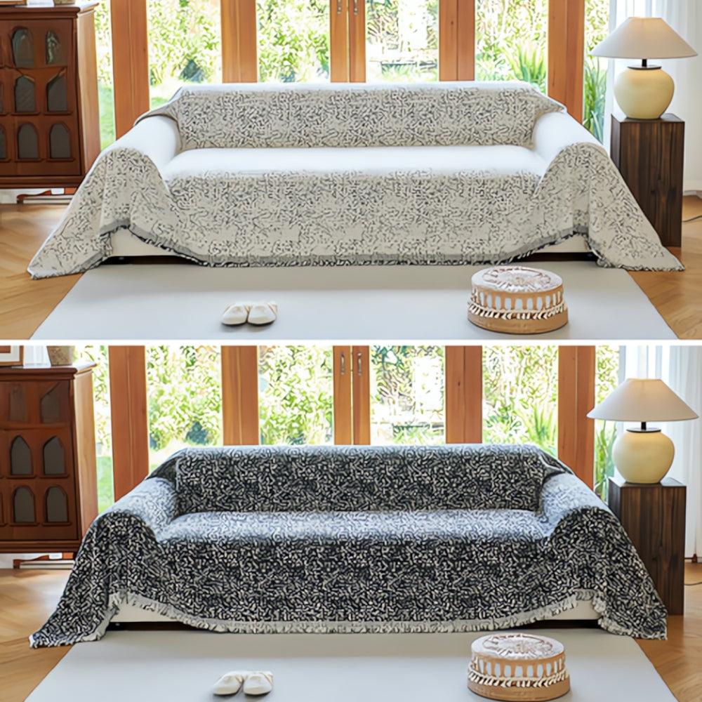 Stylish Reversible Faux Leather Sofa Slipcover