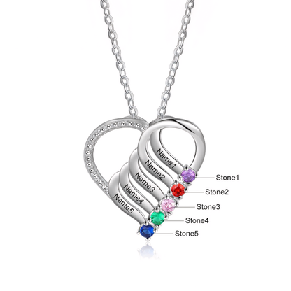 Customizable Heart Pendant Necklace with Birthstone and Name