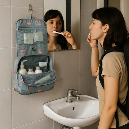 Compact Water-Resistant Travel Toiletry Kit Bag