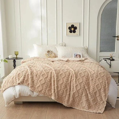 Plush Reversible Woolen Throw Blanket