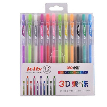 Colorful 3D Gel Pens Set of 12 Bright Colors - Fesara