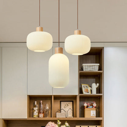 Rustic Wooden Glass Hanging Light