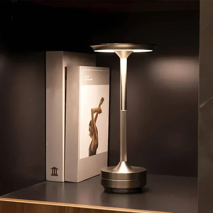 Stylish Gold Metal Desk Lamp with USB Recharge