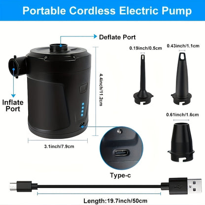 Portable USB Air Pump for Inflatable Mattresses & Camping