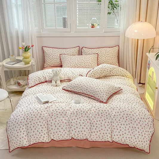 Colorful Flower Bedding Set Vintage Floral Design - Fesara