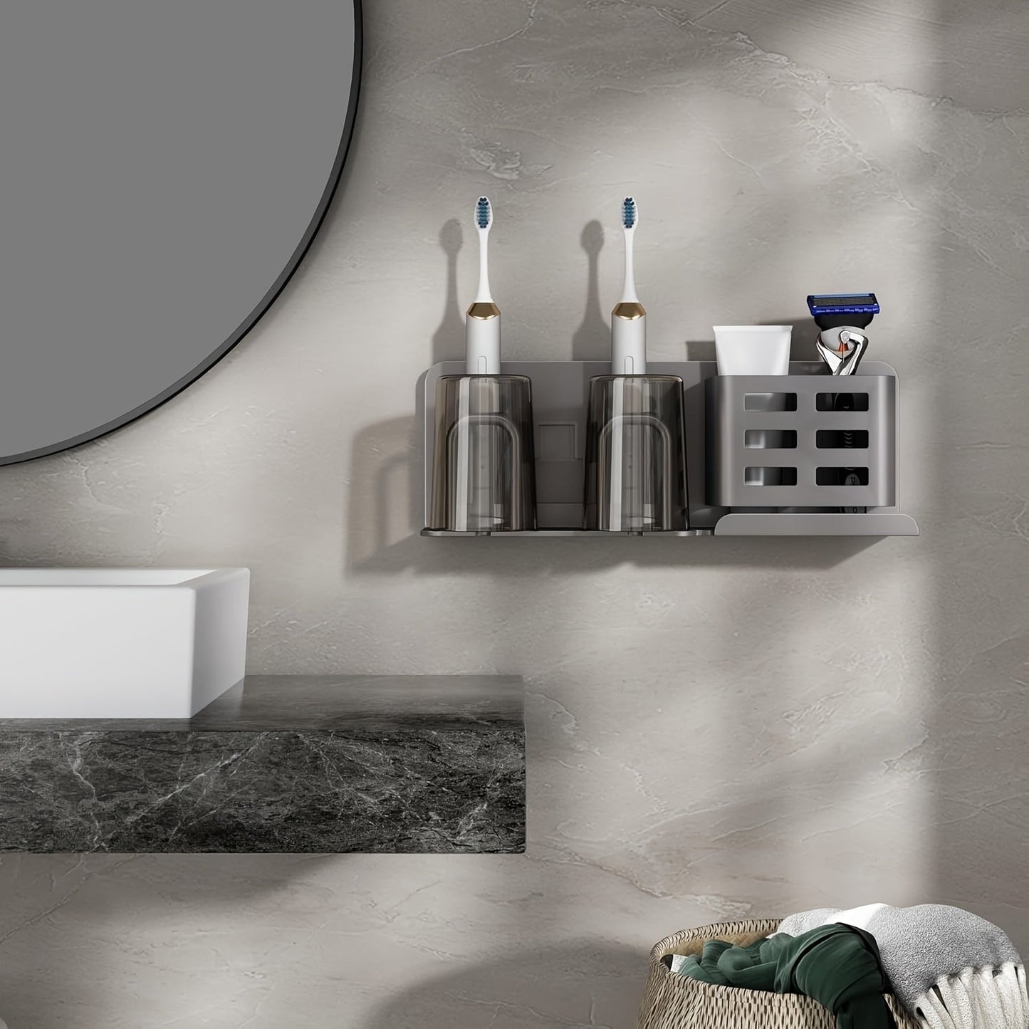 Wall Mount Electric Toothbrush Holder with Drip Tray