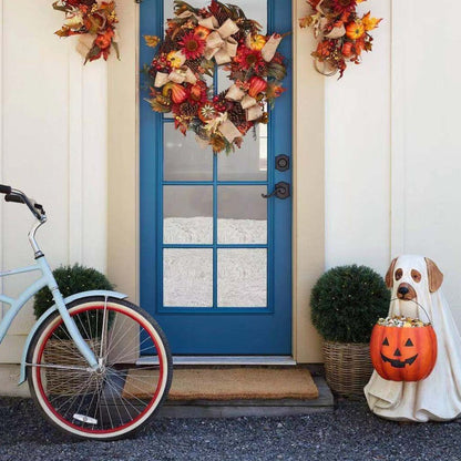 Cute Dog Pumpkin Figurine Outdoor Decor