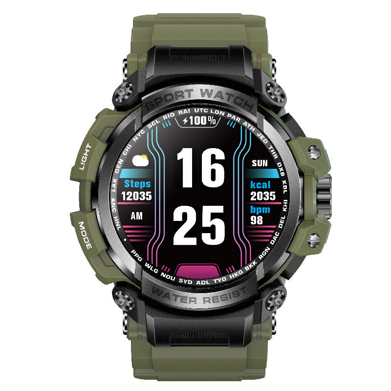 Rugged Waterproof Fitness Smartwatch With Heart Rate Monitor
