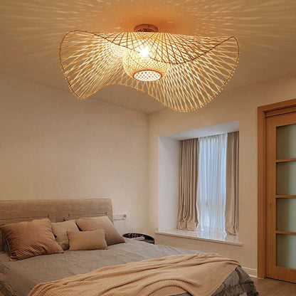Natural Woven Rattan Pendant Light Fixture - Fesara