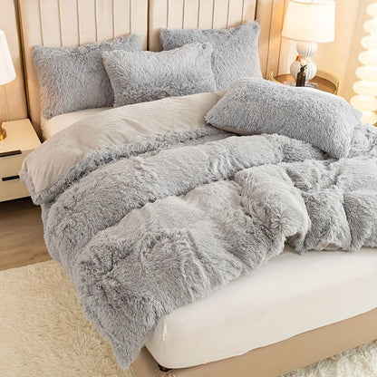Cozy Fesara Plush Duvet Cover Set with Zipper