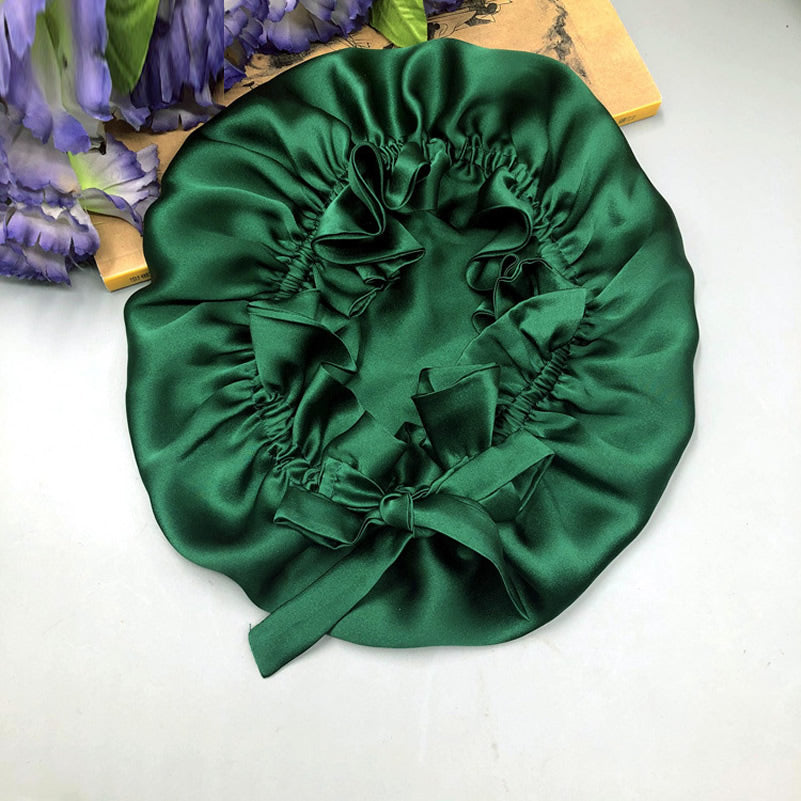 Soft Silk Sleep Cap with Satin Ribbon