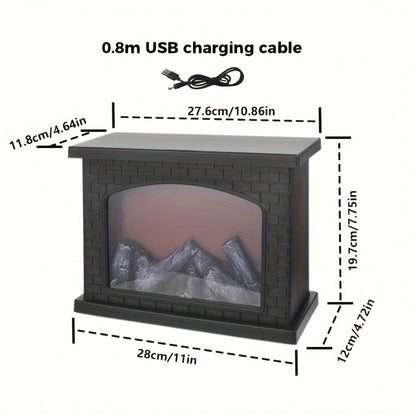 Warm Rectangle Flame Effect Table Lamp