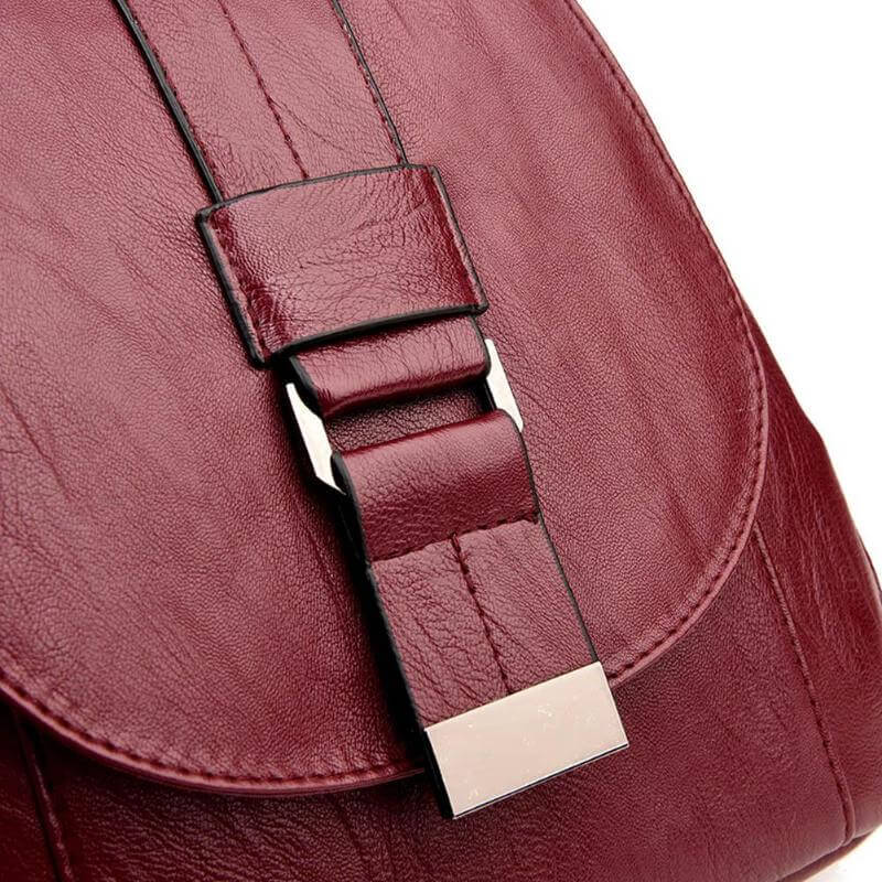 Secure Leather Ladies Backpack - Genuine Soft Sheepskin Rucksack