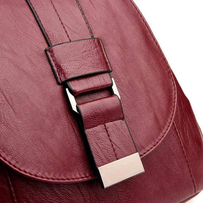 Secure Leather Ladies Backpack - Genuine Soft Sheepskin Rucksack