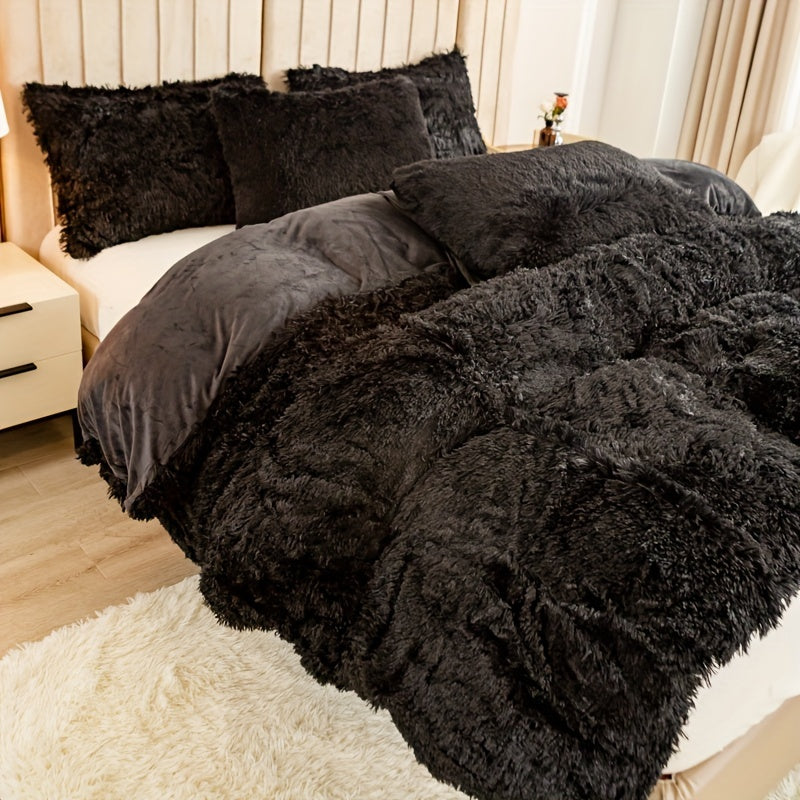Cozy Fesara Plush Duvet Cover Set with Zipper