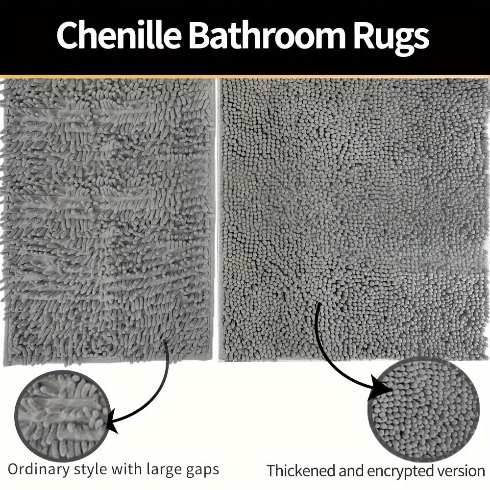 Plush Round Bathroom Mat Ultra Soft Anti Slip Chenille