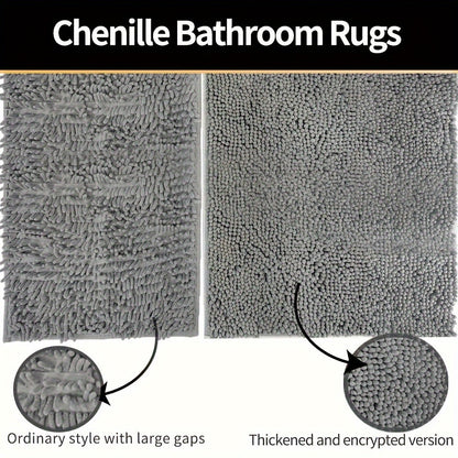 Plush Round Bathroom Mat Ultra Soft Anti Slip Chenille