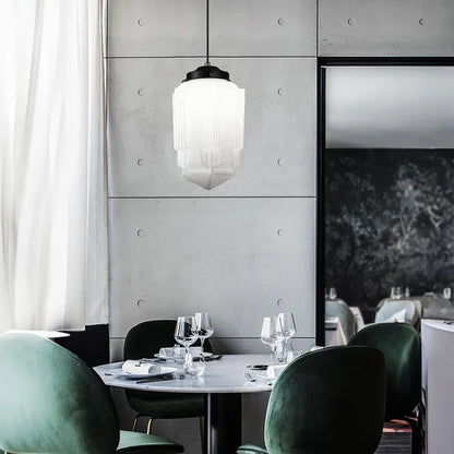 Vintage Retro Pendant Lamp with Glass Shade