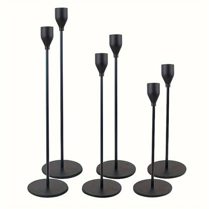 Luxury Black Gold Candle Holder Set