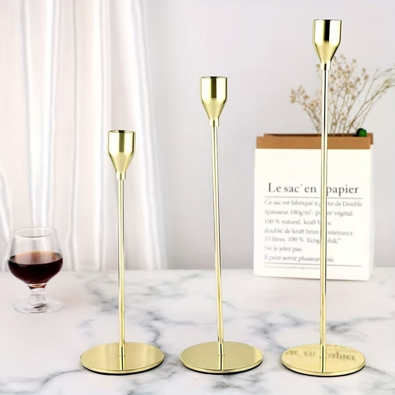 Luxury Black Gold Candle Holder Set