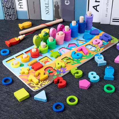 Educational Wooden Number Puzzle Toy Set