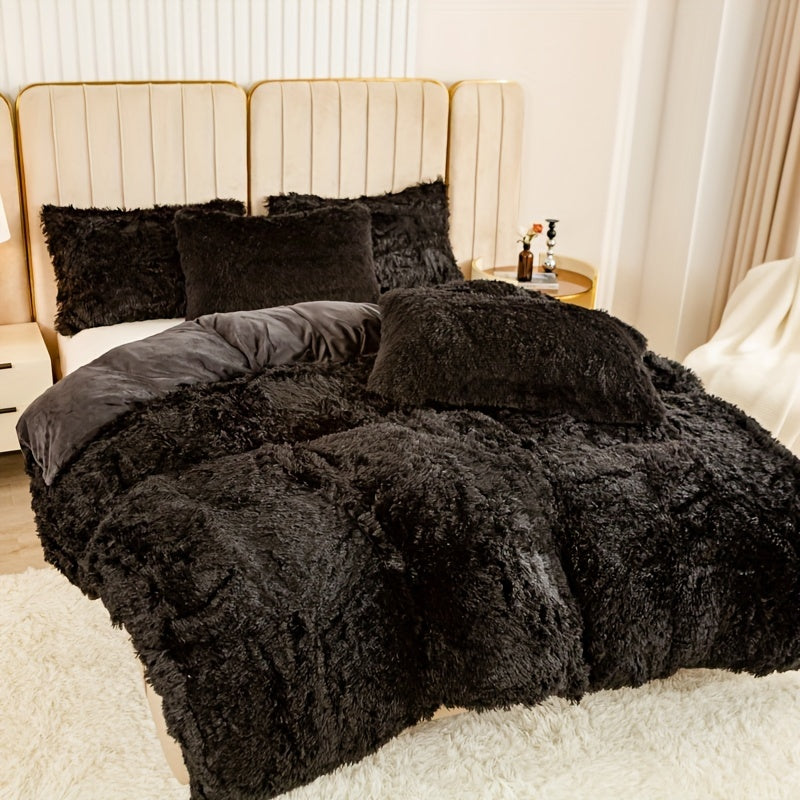 Cozy Fesara Plush Duvet Cover Set with Zipper