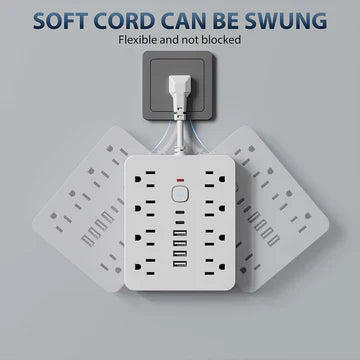 Compact 14-Port Power Strip with Surge Protector