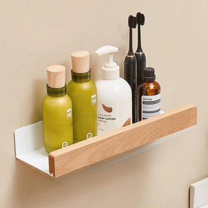 Easy Install Wooden Wall Shelf Bathroom Storage