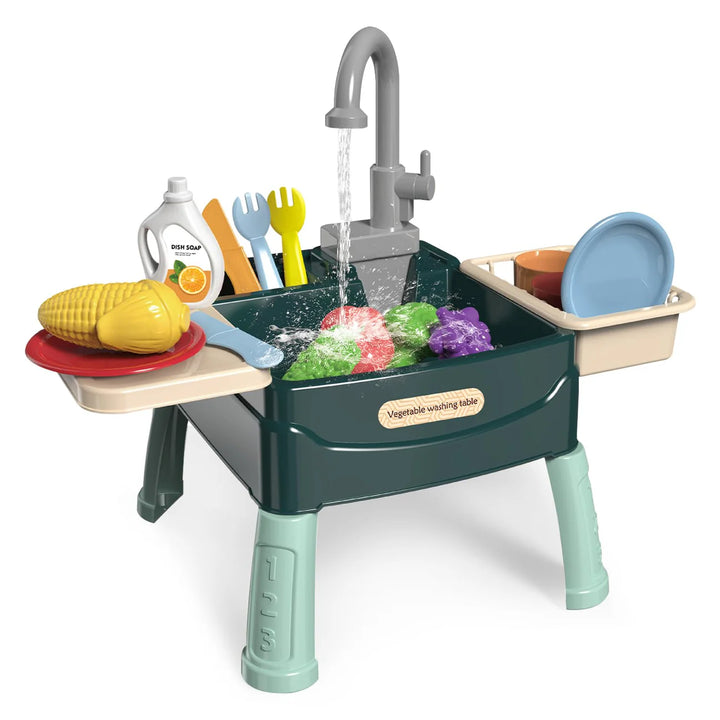 Kids Play Kitchen with Interactive Water Faucet