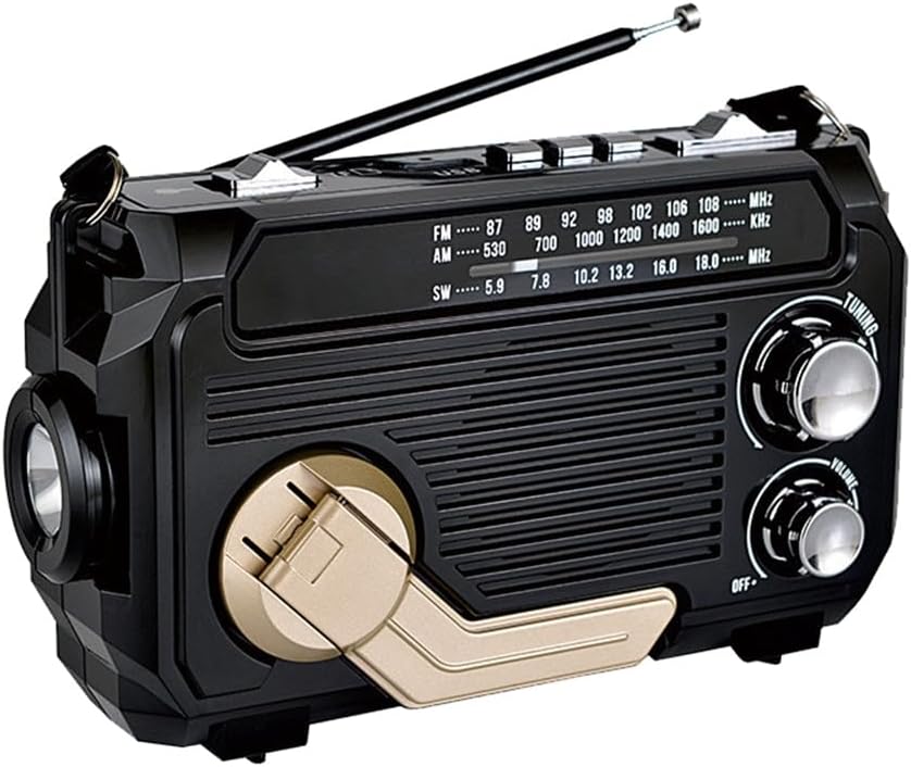 Portable Emergency Radio with Power Bank and Flashlight