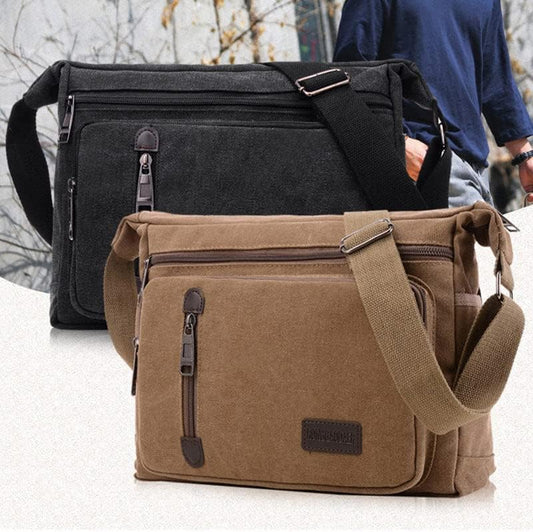 Vintage Style Canvas Crossbody Messenger Bag - Fesara