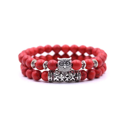 Boho Owl Beaded Stone Wristband
