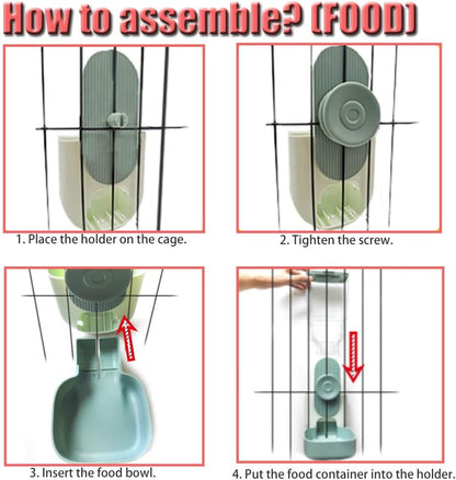 Easy Clean Rabbit Feeder and Water Dispenser Set