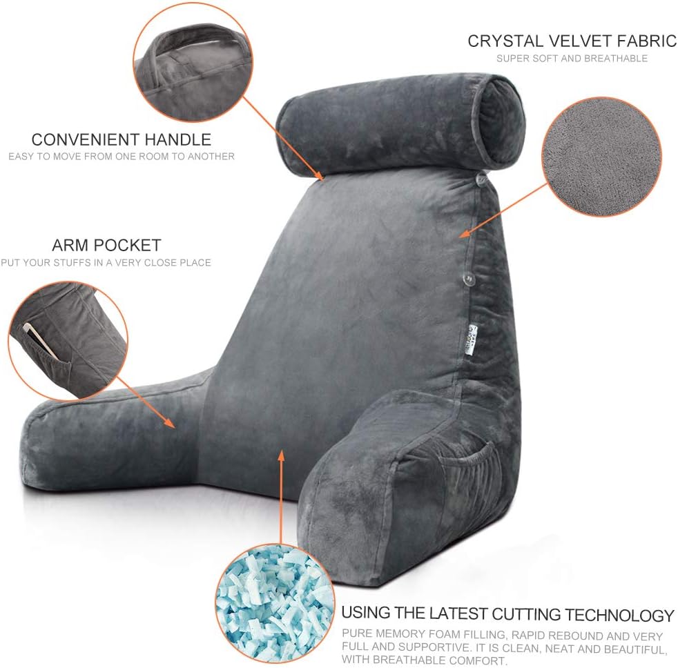 Comfortable Bedrest Pillow with Arms for Back Support