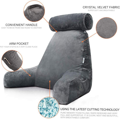 Comfortable Bedrest Pillow with Arms for Back Support