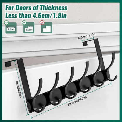 Space Saving Over Door Hook Rack with 6 Hooks