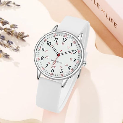 Fashionable Ladies Clip On Watch - Water Resistant Silicone Strap